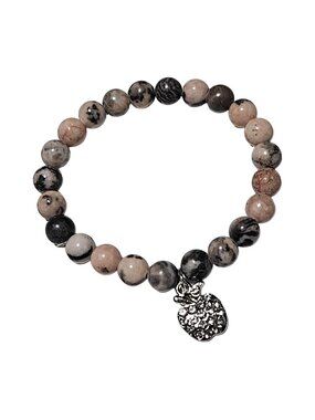 Boho Rhinestone Apple Charm Bracelet Brown Black Stone Beads Fashion Jewelry
